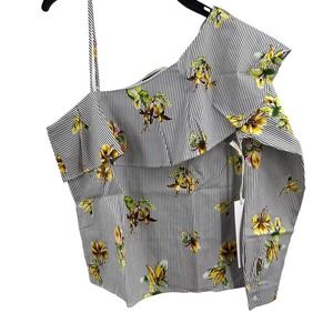 Lumiere Striped‎ Floral One Shoulder Top New Small